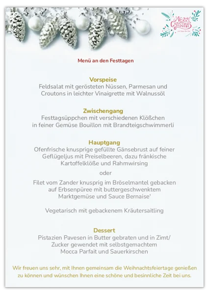 Weihnachten im Restaurant
